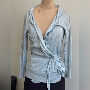 Vintage Sandra Angelozzi wrap around silk/cotton blend knit top.
